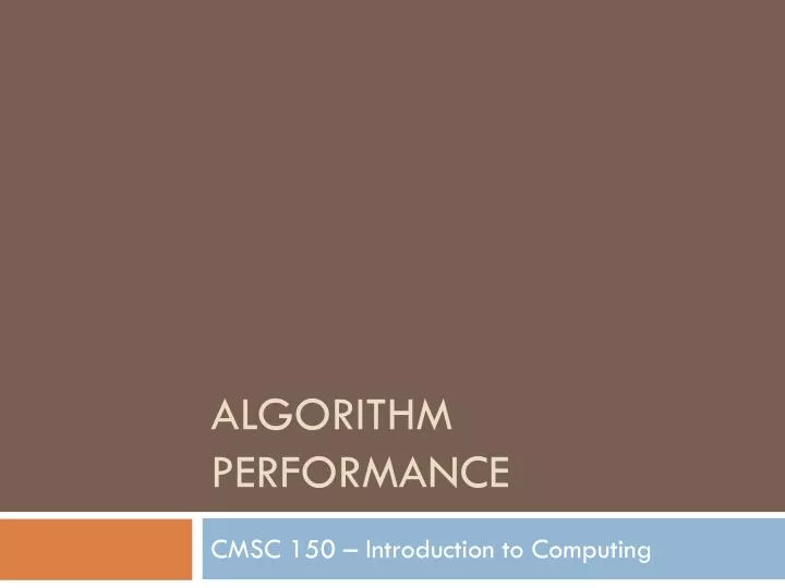 algorithm performance