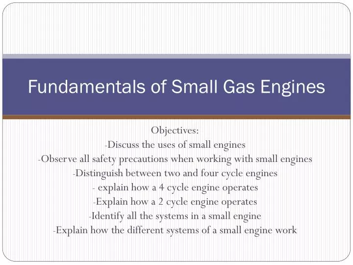 fundamentals of small gas engines