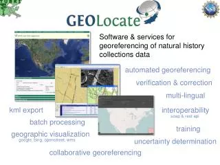 Software &amp; services for georeferencing of natural history collections data