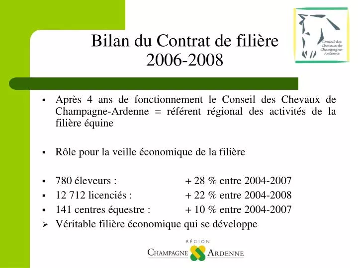 bilan du contrat de fili re 2006 2008