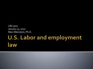 U.S. Labor and employment law