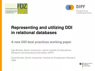 Representing and utilizing DDI in relational databases A new DDI best practices working paper