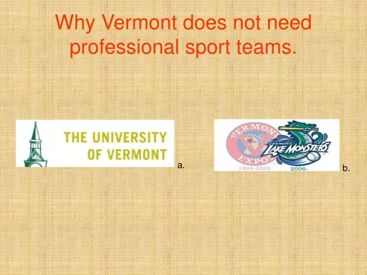 why vermont does not need professional sport teams