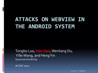 Attacks on WebView in the Android System