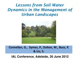 Lessons from Soil Water Dynamics in the Management of Urban Landscapes