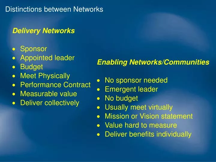 distinctions between networks