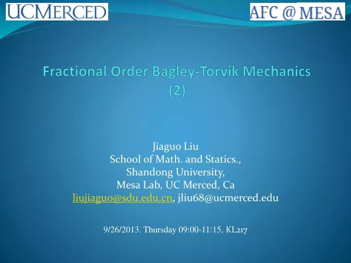 fractional order bagley torvik mechanics 2