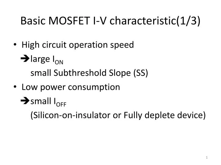 basic mosfet i v characteristic 1 3