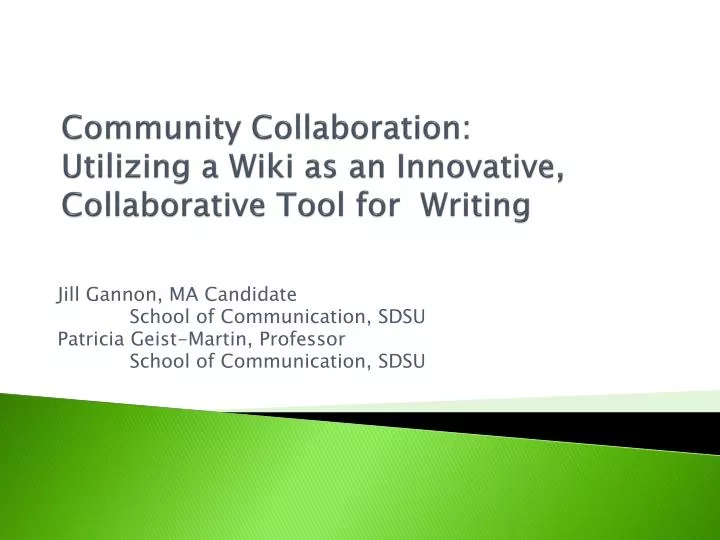 community collaboration utilizing a wiki as an innovative collaborative tool for writing
