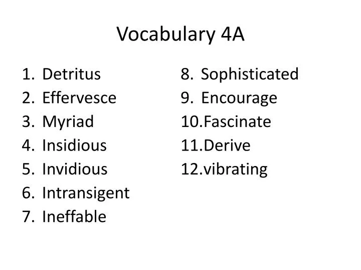 vocabulary 4a