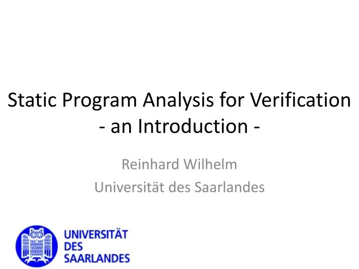 static program analysis for verification an introduction