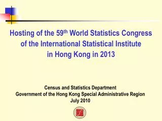 Census and Statistics Department Government of the Hong Kong Special Administrative Region