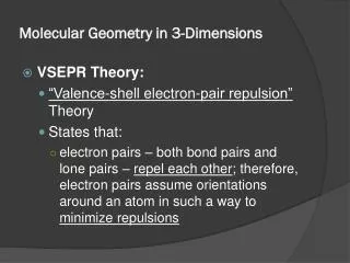 Molecular Geometry in 3-Dimensions