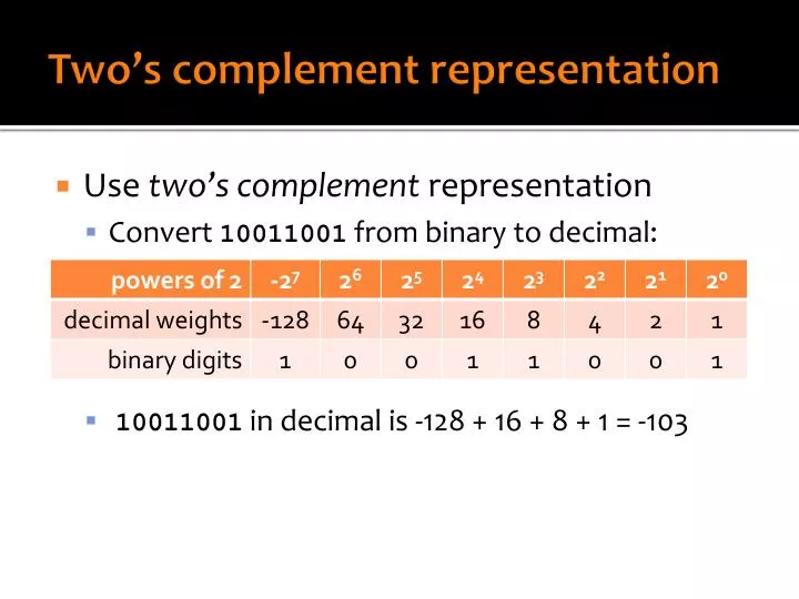 two s complement representation
