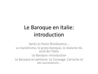 le baroque en italie introduction