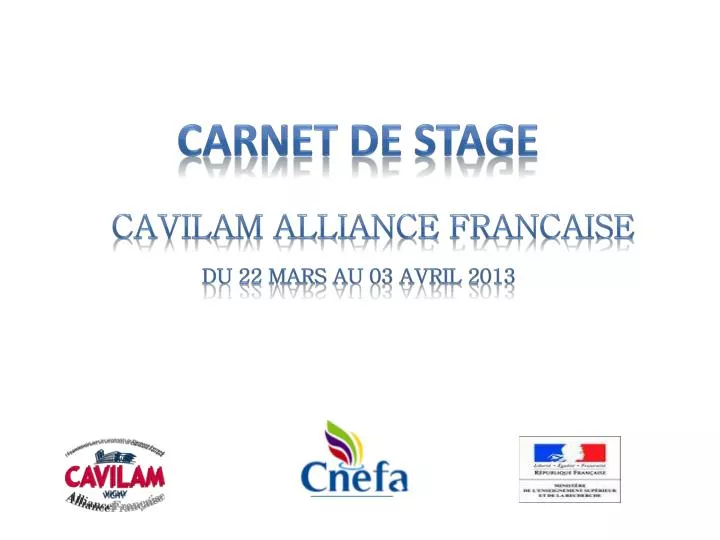 carnet de stage cavilam alliance francaise du 22 mars au 03 avril 2013