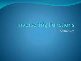 Inverse Trig Functions