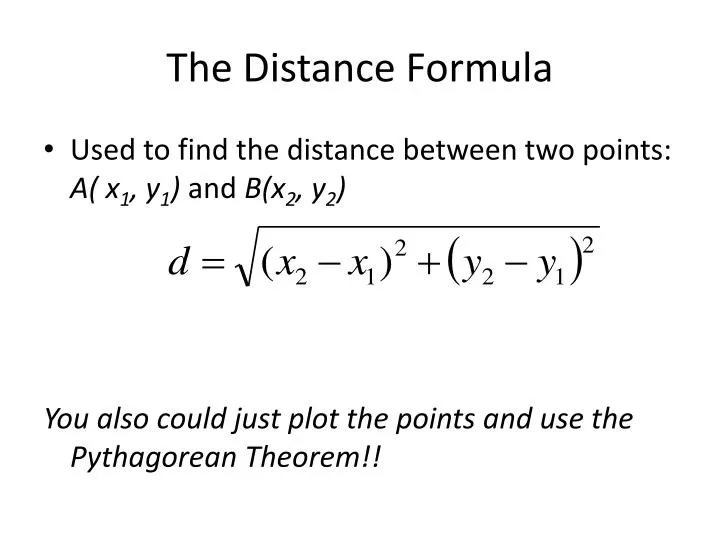 the distance formula
