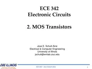 ECE 342 Electronic Circuits 2. MOS Transistors