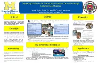 Sustaining Quality in the Trauma Burn Intensive Care Unit through Evidence Based Practice