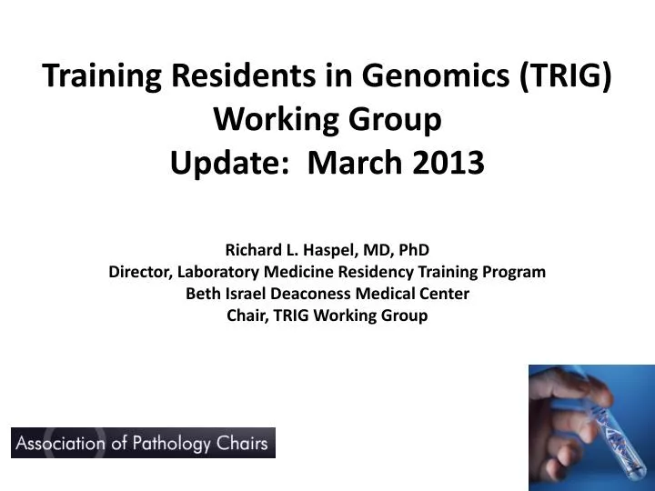 training residents in genomics trig working group update march 2013