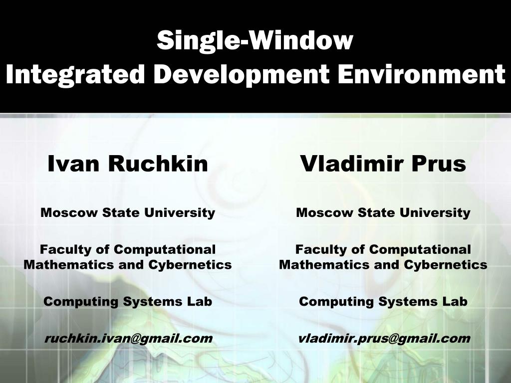 PPT - Single-Window Integrated Development Environment PowerPoint ...