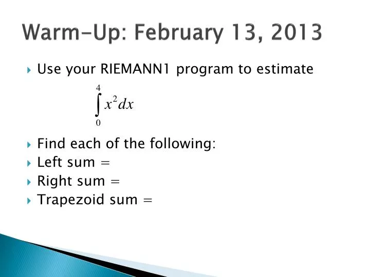 warm up february 13 2013