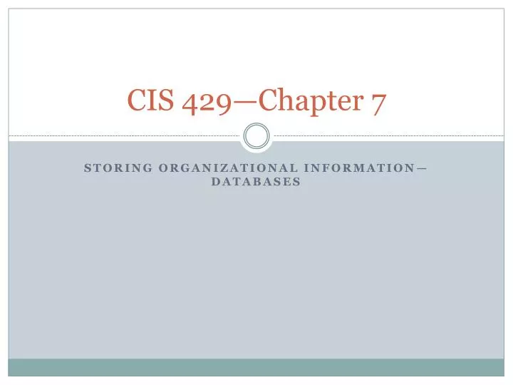 cis 429 chapter 7