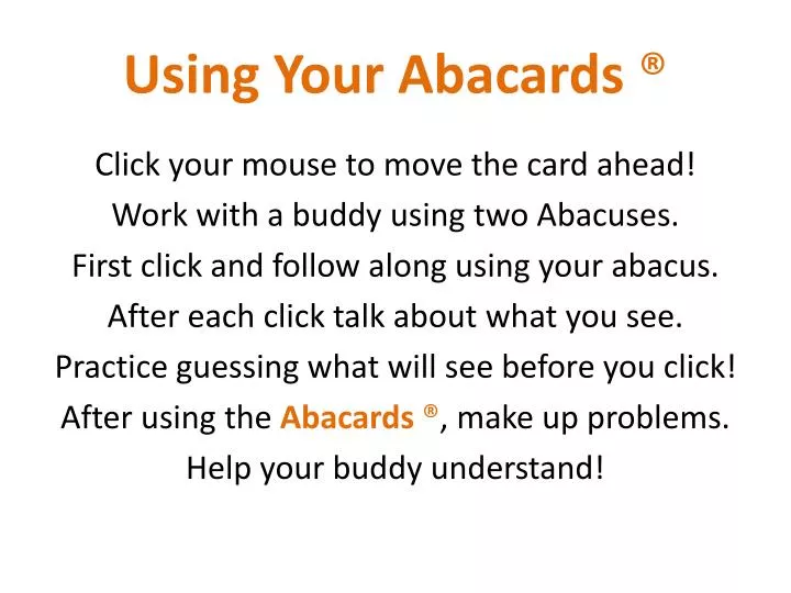 using your abacards