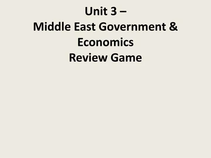 unit 3 middle east government economics review game