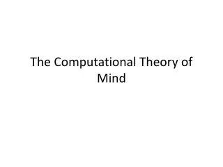 The Computational Theory of Mind