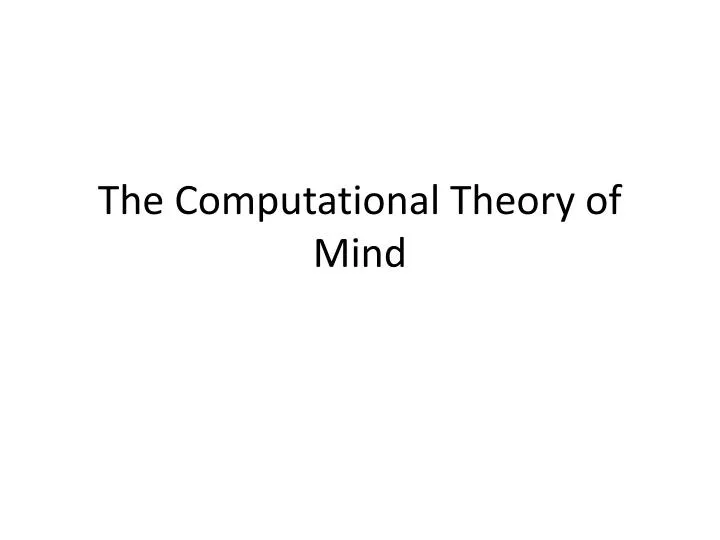 the computational theory of mind