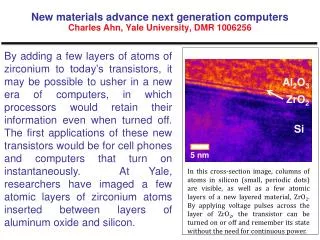 New materials advance next generation computers Charles Ahn, Yale University, DMR 1006256
