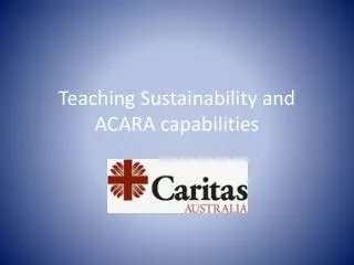 Teaching Sustainability and ACARA capabilities