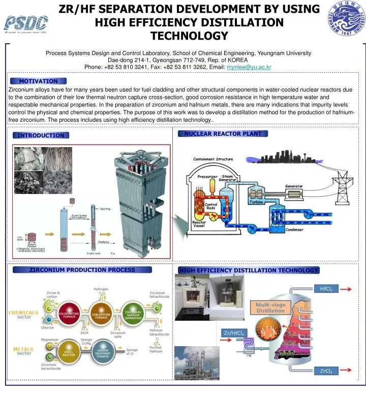 zr hf separation development by using high efficiency distillation technology