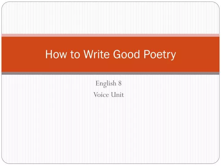how to write good poetry