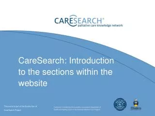 CareSearch: Introduction to the sections within the website