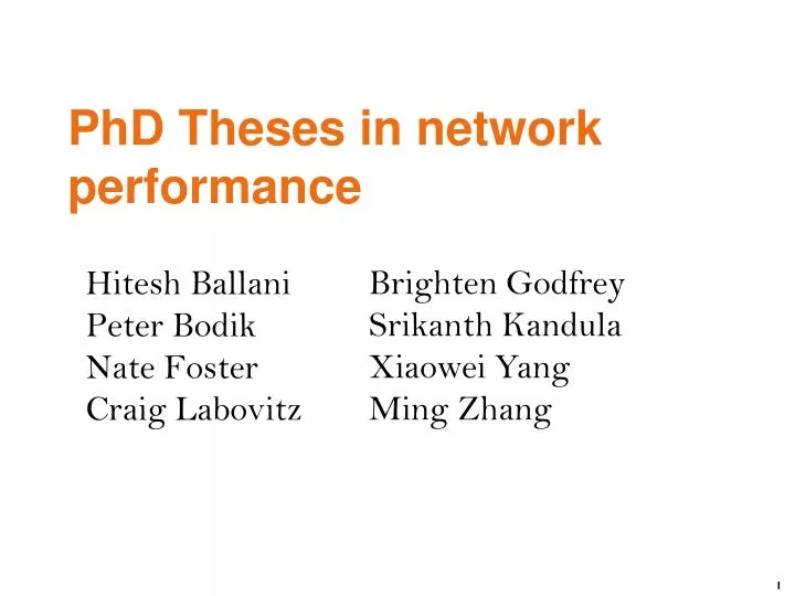 phd theses in network performance