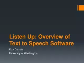 Listen Up: Overview of Text to Speech Software