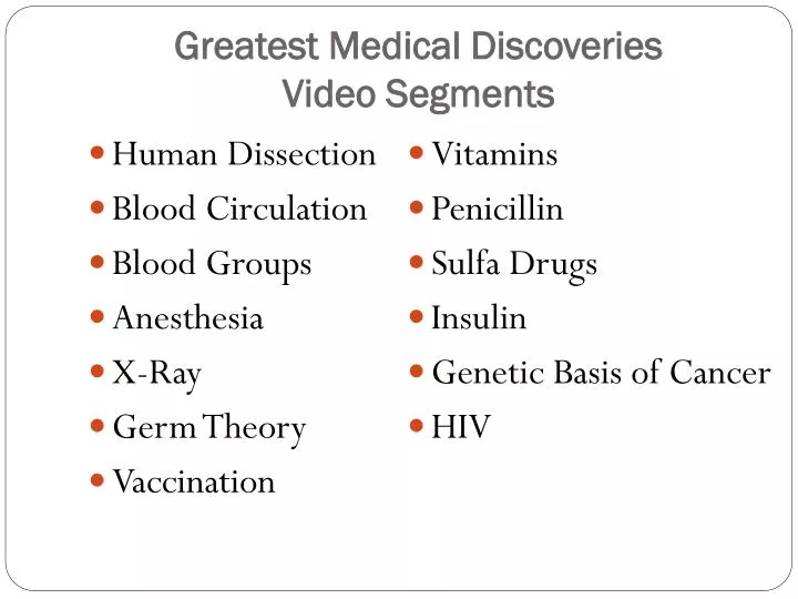 greatest medical discoveries video segments