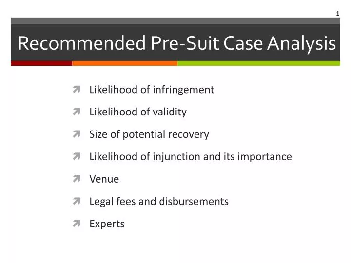 recommended pre suit case analysis