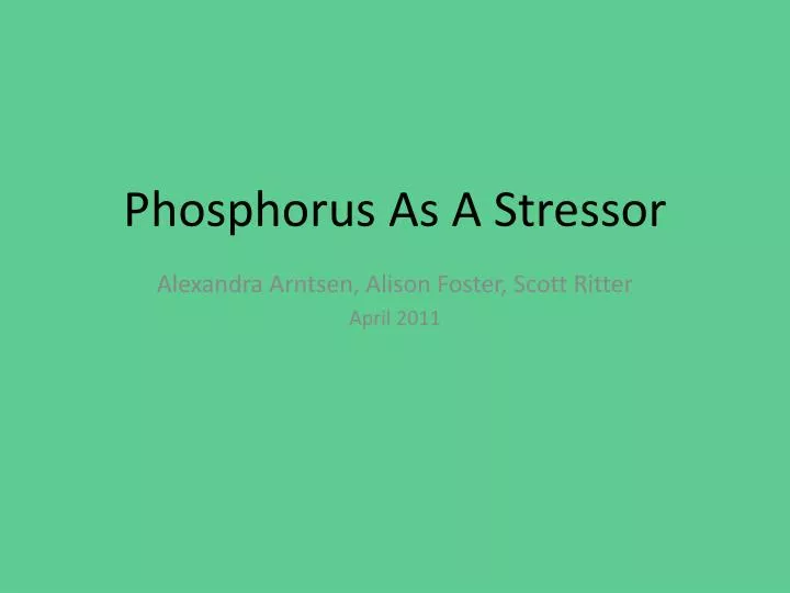 phosphorus as a stressor