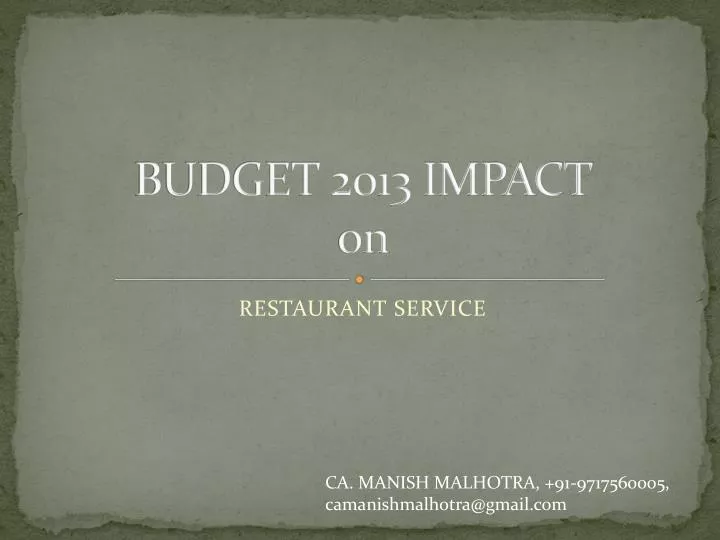budget 2013 impact on