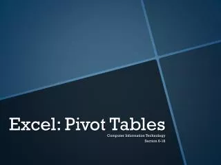 Excel: Pivot Tables