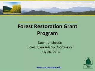 Forest Restoration Grant Program