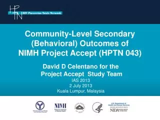 Community-Level Secondary (Behavioral) Outcomes of NIMH Project Accept (HPTN 043)