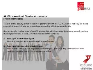 AA ICC. International Chamber of commerce. ( Work individually)
