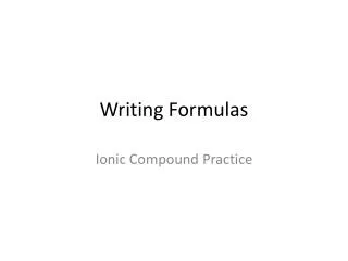Writing Formulas