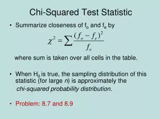 Chi-Squared Test Statistic