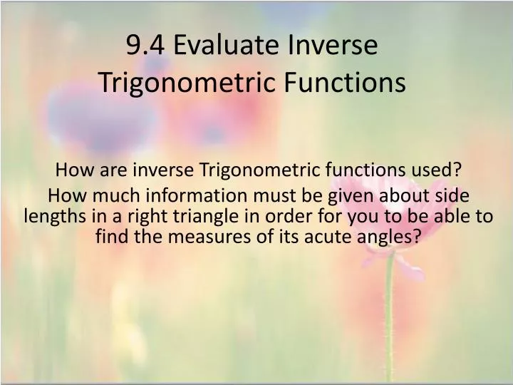 9 4 evaluate inverse trigonometric functions